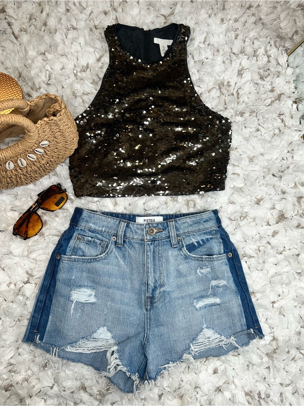 Pistola Distressed Denim Shorts Size 25 High Rise Light Wash